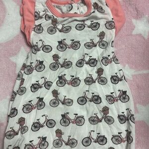 Kids Bicycle Print Bubble - Pink and White